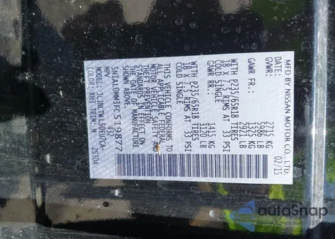 2015 Infiniti Qx60 z USA, uszkodzony, nr VIN 5N1AL0MM3FC519877